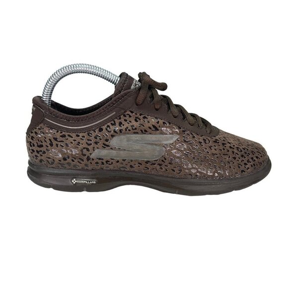 Skechers Go Step goga mat quick‎ Fit brown chocolate leopard print Size 7.5 - Picture 1 of 9